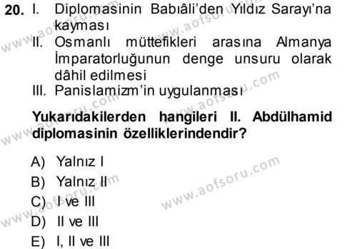 Osmanlı Diplomasisi Dersi 2013 - 2014 Yılı (Final) Dönem Sonu Sınavı 20. Soru