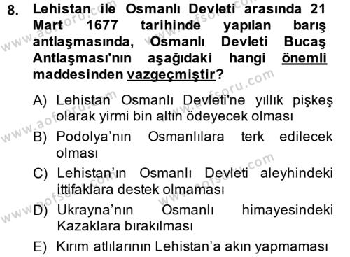 Osmanlı Diplomasisi Dersi 2013 - 2014 Yılı (Final) Dönem Sonu Sınavı 8. Soru