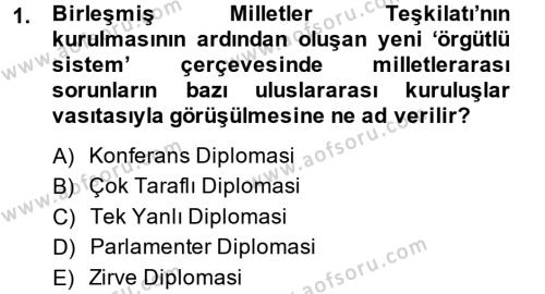 Osmanlı Diplomasisi Dersi 2014 - 2015 Yılı (Vize) Ara Sınavı 1. Soru
