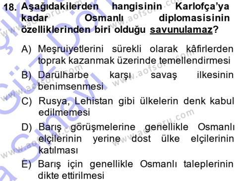 Osmanlı Diplomasisi Dersi 2014 - 2015 Yılı (Vize) Ara Sınavı 18. Soru