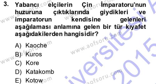 Osmanlı Diplomasisi Dersi 2014 - 2015 Yılı (Vize) Ara Sınavı 3. Soru
