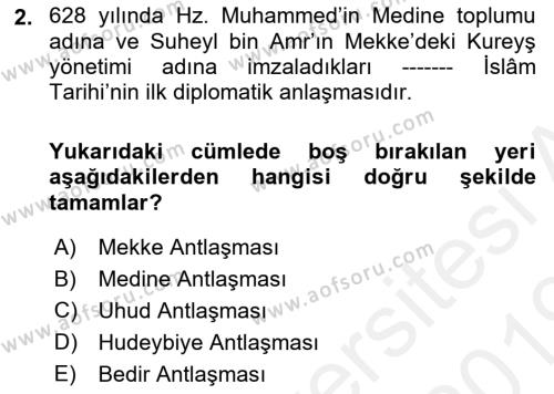 Osmanlı Diplomasisi Dersi 2018 - 2019 Yılı (Vize) Ara Sınavı 2. Soru