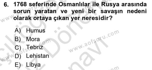 Osmanlı Diplomasisi Dersi 2021 - 2022 Yılı (Final) Dönem Sonu Sınavı 6. Soru