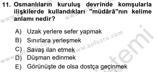 Osmanlı Diplomasisi Dersi 2022 - 2023 Yılı (Vize) Ara Sınavı 11. Soru