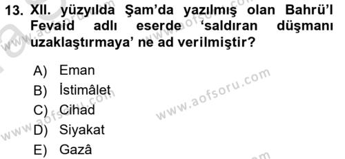 Osmanlı Diplomasisi Dersi 2022 - 2023 Yılı (Vize) Ara Sınavı 13. Soru