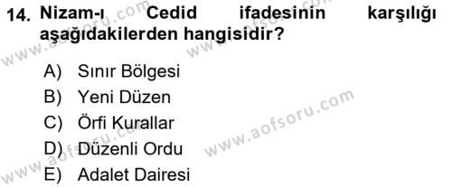 Osmanlı Diplomasisi Dersi 2022 - 2023 Yılı (Final) Dönem Sonu Sınavı 14. Soru