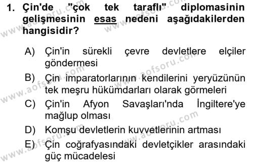 Osmanlı Diplomasisi Dersi 2023 - 2024 Yılı (Vize) Ara Sınavı 1. Soru