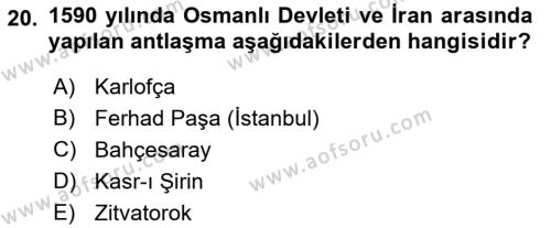Osmanlı Diplomasisi Dersi 2023 - 2024 Yılı (Vize) Ara Sınavı 20. Soru