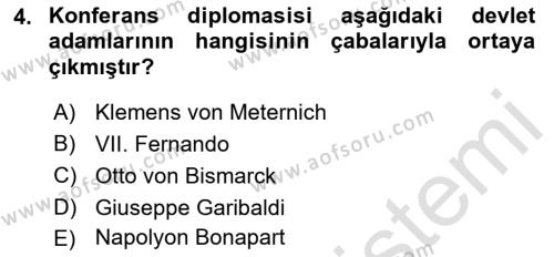 Osmanlı Diplomasisi Dersi 2023 - 2024 Yılı (Vize) Ara Sınavı 4. Soru