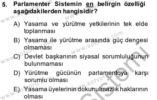 Türkiye´de Demokrasi Ve Parlemento Tarihi Dersi 2013 - 2014 Yılı (Vize) Ara Sınavı 5. Soru