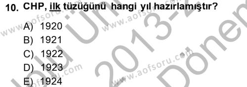Türkiye´de Demokrasi Ve Parlemento Tarihi Dersi 2013 - 2014 Yılı (Final) Dönem Sonu Sınavı 10. Soru