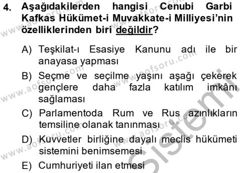 Türkiye´de Demokrasi Ve Parlemento Tarihi Dersi 2014 - 2015 Yılı (Final) Dönem Sonu Sınavı 4. Soru