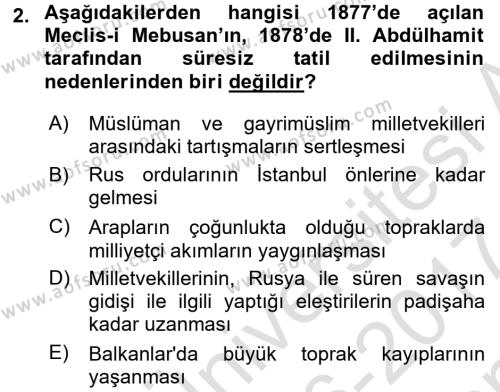 Türkiye´de Demokrasi Ve Parlemento Tarihi Dersi 2016 - 2017 Yılı (Final) Dönem Sonu Sınavı 2. Soru