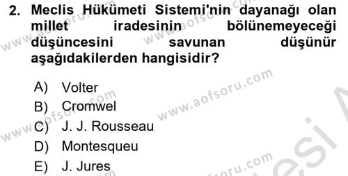 Türkiye´de Demokrasi Ve Parlemento Tarihi Dersi 2023 - 2024 Yılı (Final) Dönem Sonu Sınavı 2. Soru