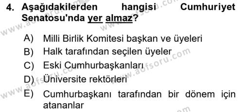 Türkiye´de Demokrasi Ve Parlemento Tarihi Dersi 2023 - 2024 Yılı (Final) Dönem Sonu Sınavı 4. Soru