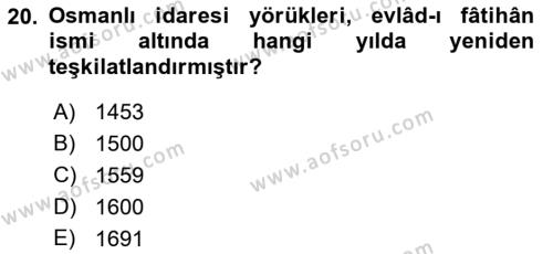 Türk Askeri Teşkilat Tarihi Dersi 2022 - 2023 Yılı (Vize) Ara Sınavı 20. Soru