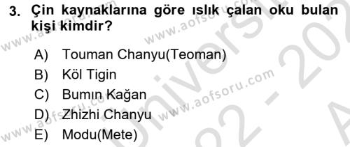 Türk Askeri Teşkilat Tarihi Dersi 2022 - 2023 Yılı (Vize) Ara Sınavı 3. Soru