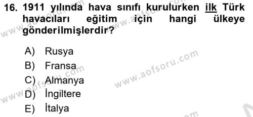 Türk Askeri Teşkilat Tarihi Dersi 2022 - 2023 Yılı (Final) Dönem Sonu Sınavı 16. Soru