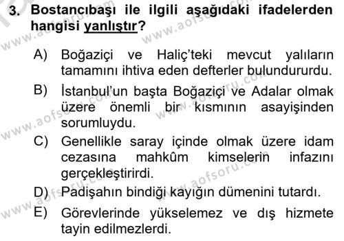 Türk Askeri Teşkilat Tarihi Dersi 2022 - 2023 Yılı (Final) Dönem Sonu Sınavı 3. Soru