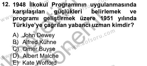 Türk Eğitim Tarihi Dersi 2012 - 2013 Yılı (Vize) Ara Sınavı 12. Soru