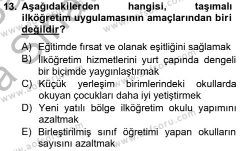 Türk Eğitim Tarihi Dersi 2012 - 2013 Yılı (Vize) Ara Sınavı 13. Soru