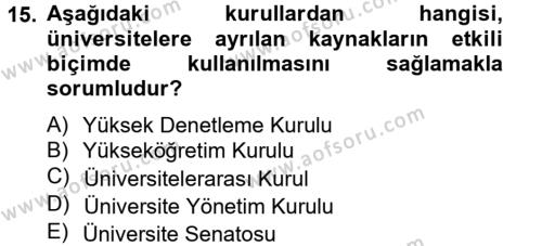 Türk Eğitim Tarihi Dersi 2012 - 2013 Yılı (Final) Dönem Sonu Sınavı 15. Soru