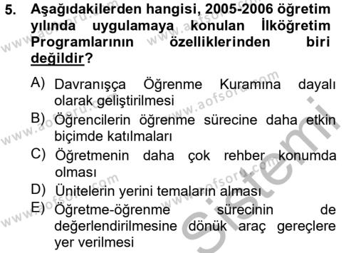 Türk Eğitim Tarihi Dersi 2012 - 2013 Yılı (Final) Dönem Sonu Sınavı 5. Soru