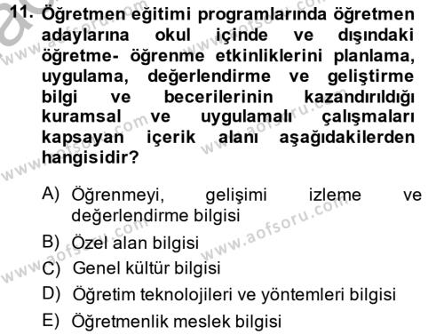 Türk Eğitim Tarihi Dersi 2013 - 2014 Yılı (Vize) Ara Sınavı 11. Soru
