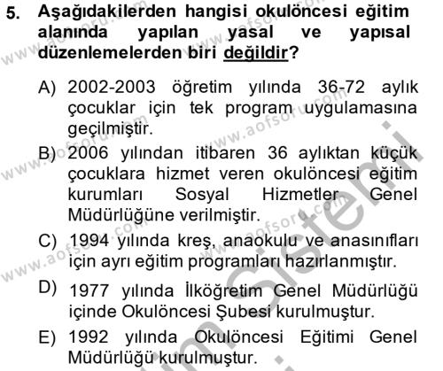 Türk Eğitim Tarihi Dersi 2013 - 2014 Yılı (Vize) Ara Sınavı 5. Soru