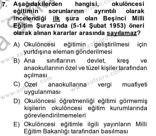 Türk Eğitim Tarihi Dersi 2013 - 2014 Yılı (Vize) Ara Sınavı 7. Soru