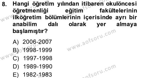 Türk Eğitim Tarihi Dersi 2013 - 2014 Yılı (Vize) Ara Sınavı 8. Soru