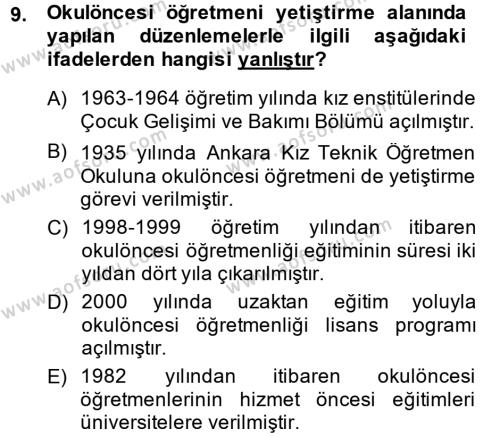 Türk Eğitim Tarihi Dersi 2013 - 2014 Yılı (Vize) Ara Sınavı 9. Soru