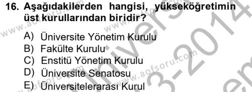 Türk Eğitim Tarihi Dersi 2013 - 2014 Yılı (Final) Dönem Sonu Sınavı 16. Soru