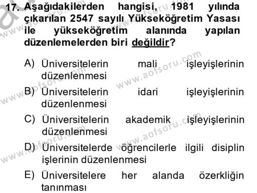 Türk Eğitim Tarihi Dersi 2013 - 2014 Yılı (Final) Dönem Sonu Sınavı 17. Soru