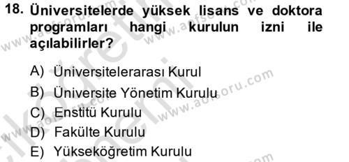 Türk Eğitim Tarihi Dersi 2013 - 2014 Yılı Tek Ders Sınavı 18. Soru