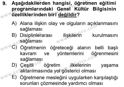 Türk Eğitim Tarihi Dersi 2014 - 2015 Yılı (Vize) Ara Sınavı 9. Soru