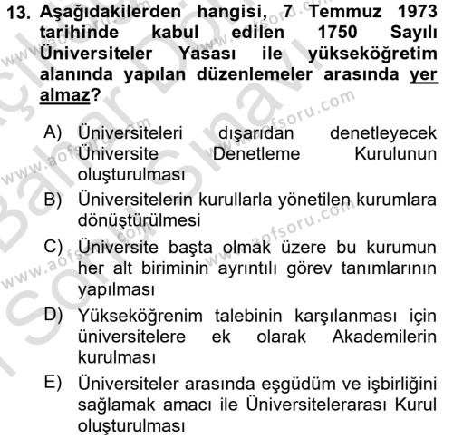 Türk Eğitim Tarihi Dersi 2015 - 2016 Yılı (Final) Dönem Sonu Sınavı 13. Soru
