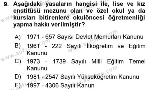 Türk Eğitim Tarihi Dersi 2016 - 2017 Yılı (Vize) Ara Sınavı 9. Soru