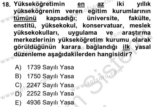 Türk Eğitim Tarihi Dersi 2016 - 2017 Yılı (Final) Dönem Sonu Sınavı 18. Soru