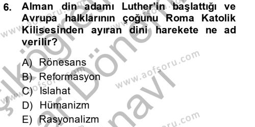 Eğitim Tarihi Dersi 2013 - 2014 Yılı (Final) Dönem Sonu Sınavı 6. Soru