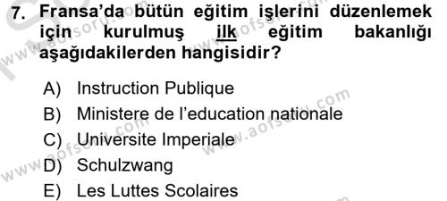 Eğitim Tarihi Dersi 2016 - 2017 Yılı (Final) Dönem Sonu Sınavı 7. Soru