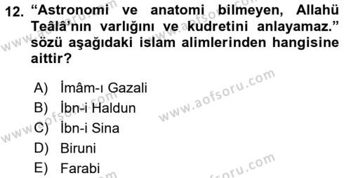 Eğitim Tarihi Dersi 2018 - 2019 Yılı (Vize) Ara Sınavı 12. Soru