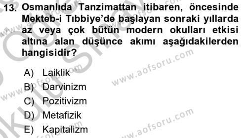 Eğitim Tarihi Dersi 2018 - 2019 Yılı Yaz Okulu Sınavı 13. Soru