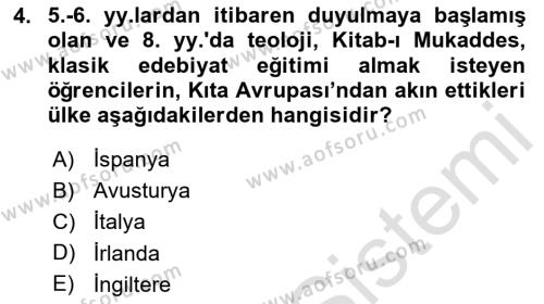 Eğitim Tarihi Dersi 2020 - 2021 Yılı Yaz Okulu Sınavı 4. Soru