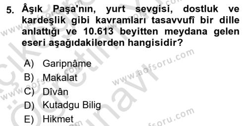 Eğitim Tarihi Dersi 2020 - 2021 Yılı Yaz Okulu Sınavı 5. Soru