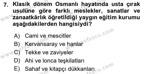 Eğitim Tarihi Dersi 2020 - 2021 Yılı Yaz Okulu Sınavı 7. Soru