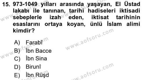 Eğitim Tarihi Dersi 2021 - 2022 Yılı (Vize) Ara Sınavı 15. Soru