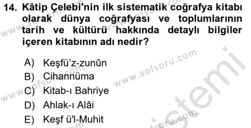 Eğitim Tarihi Dersi 2023 - 2024 Yılı (Vize) Ara Sınavı 14. Soru