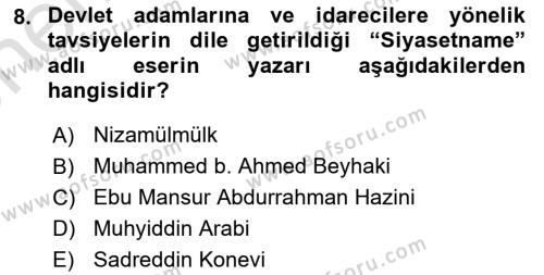 Eğitim Tarihi Dersi 2023 - 2024 Yılı (Vize) Ara Sınavı 8. Soru