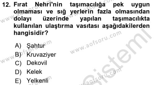 Birinci Dünya Savaşı’nda Türk Cepheleri Dersi 2021 - 2022 Yılı Yaz Okulu Sınavı 12. Soru